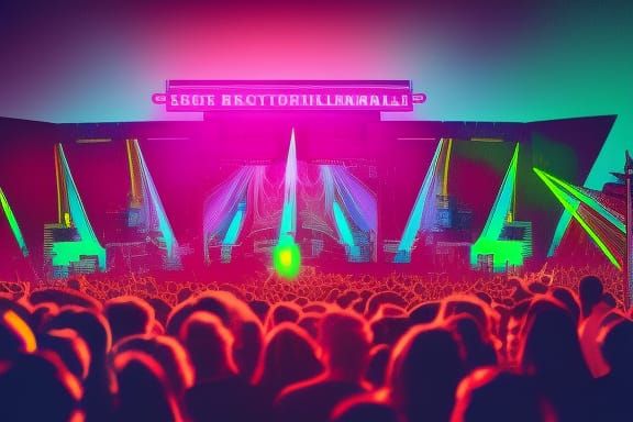Synthwave Neon Concert Photorealistic Image