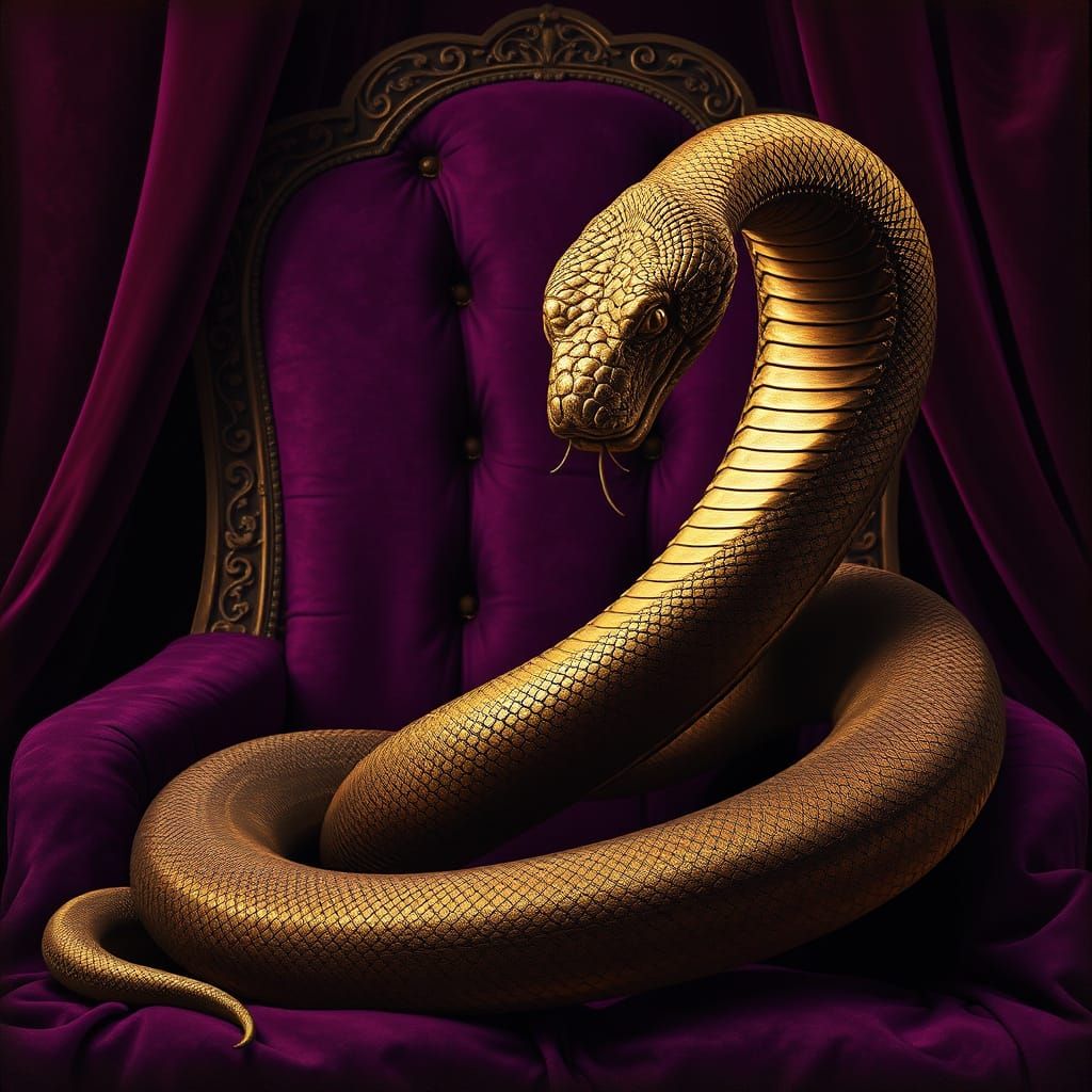 Majestic Biomechanical Serpent in Velvet Throne Room