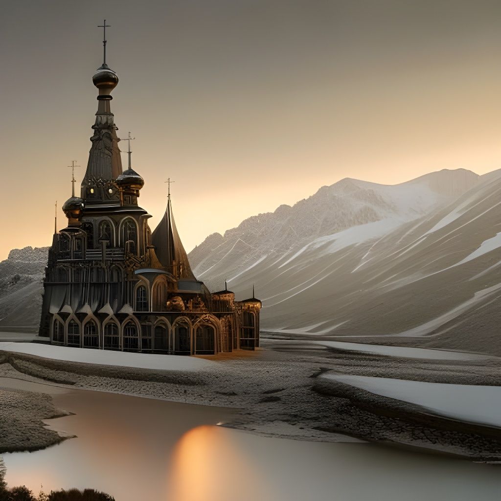Gothic Orthodox Church in Russia at Dusk
