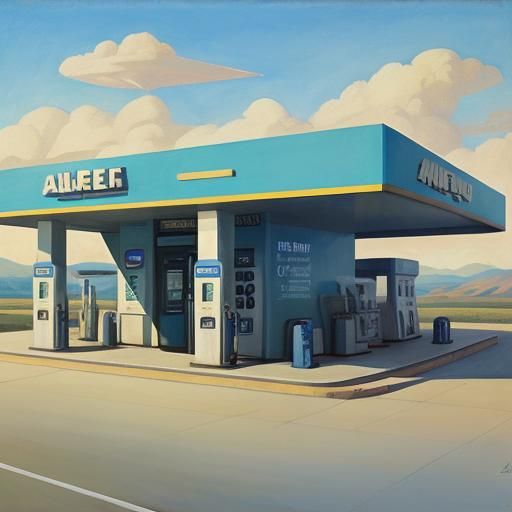 Alien Squirrel at Gas Station: Saryan & Goncharova Style