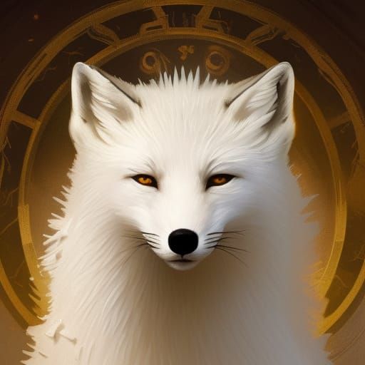 White Fox in Dark Fantasy Style