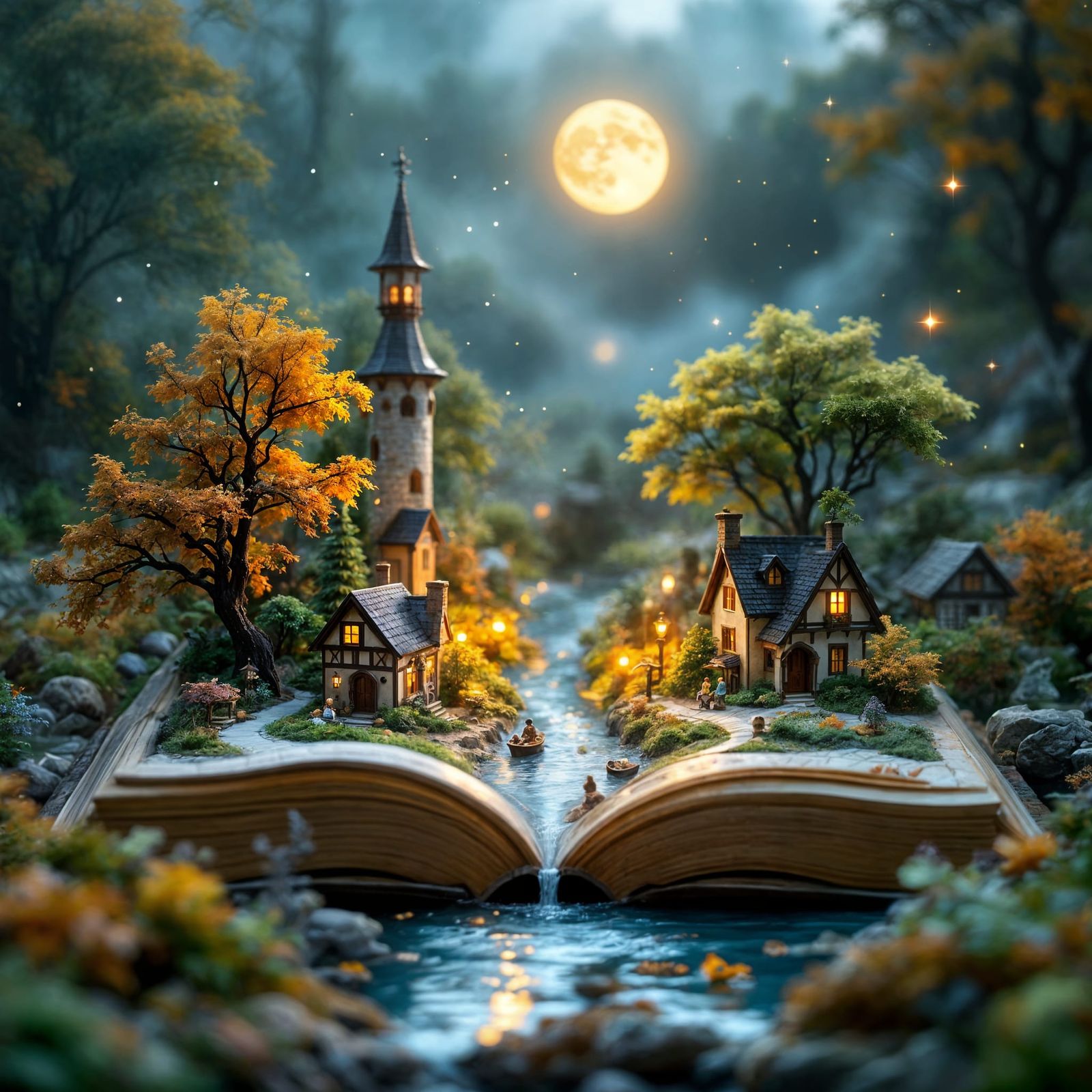 Whimsical Book Landscape Transforms into Enchanted World