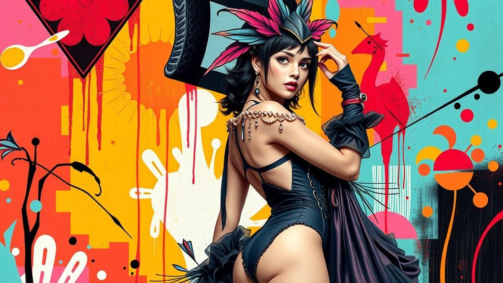 Sensual Woman in Avant-Garde Outfit: Hyperrealistic 3D Illus...