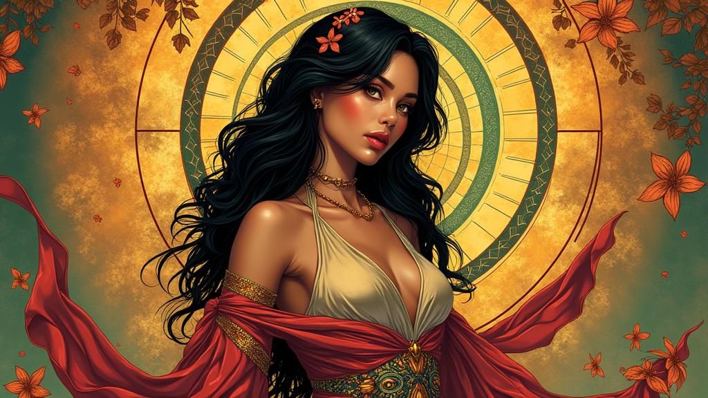 Vibrant Colombian Woman in Earth Tones, Ink Punk Style