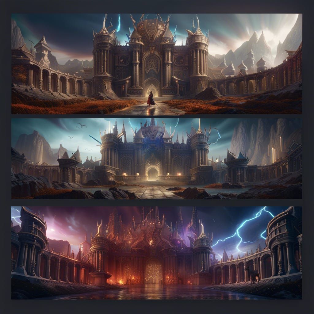 Fantastical Magical Battle Coliseum in Detailed Painting Sty...