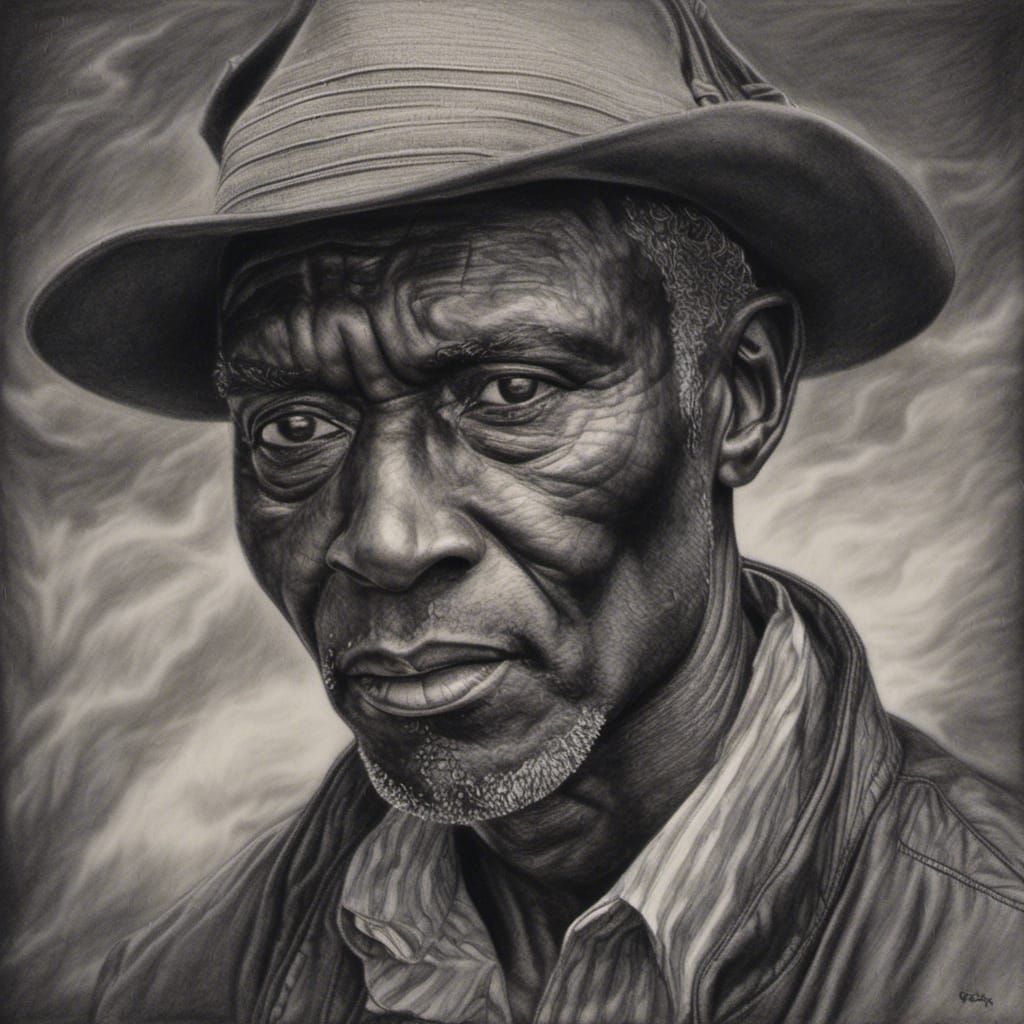 Detailed Graphite Portrait of Man in Hat