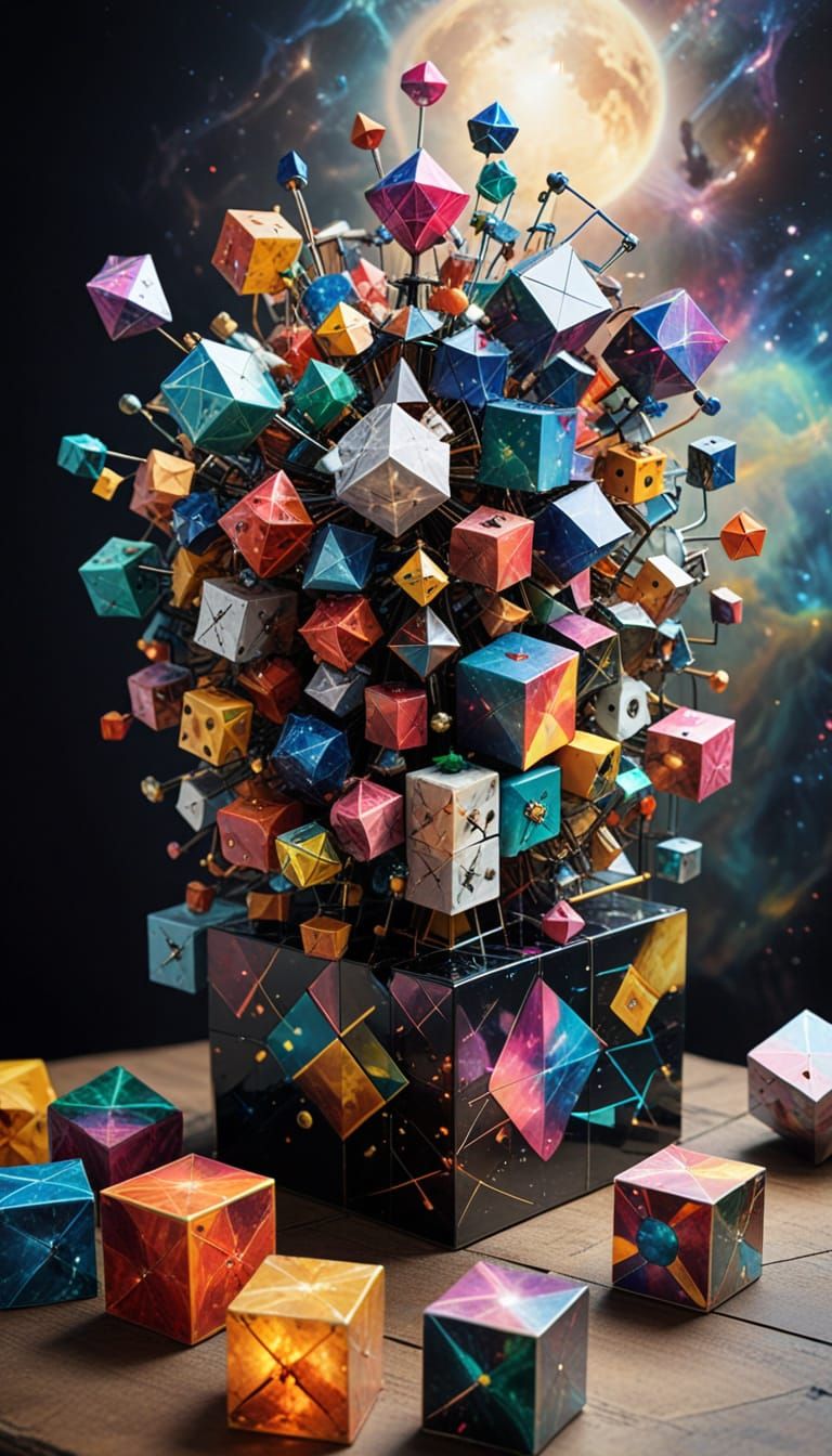 Surreal Geometric Metamorphosis in Vibrant Cubes