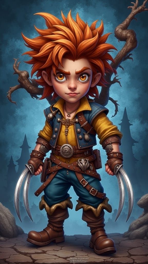 Chibi Guybrush Wolverine Hero in Cinematic Oil Painting