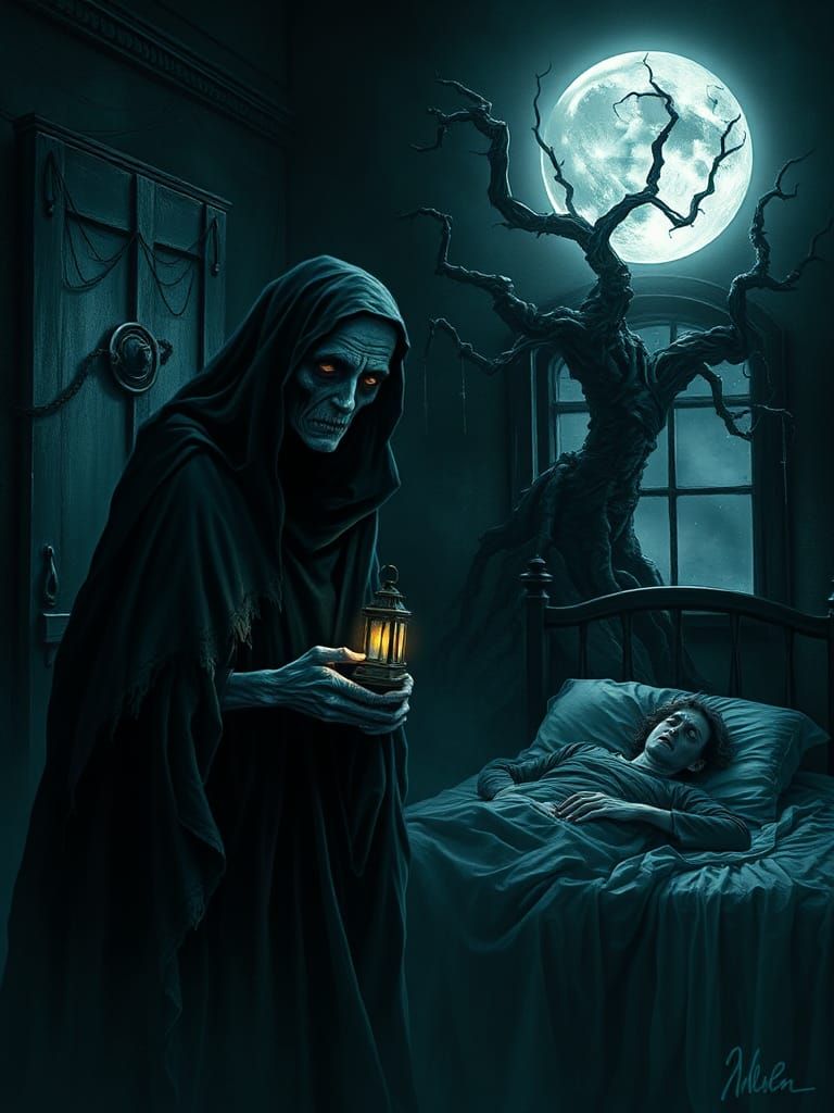 Eerie Banshee Illustration in Haunting Style