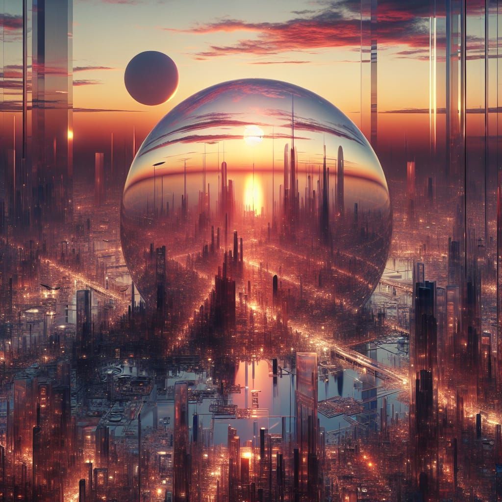 a glassgrown city its surfaces all reflect and refract rays ...