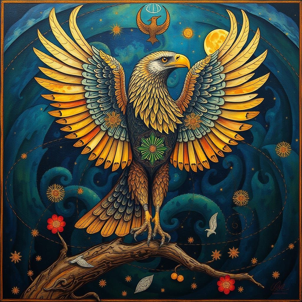 Eagle in Sacred Geometry Utopia: Bosch Style
