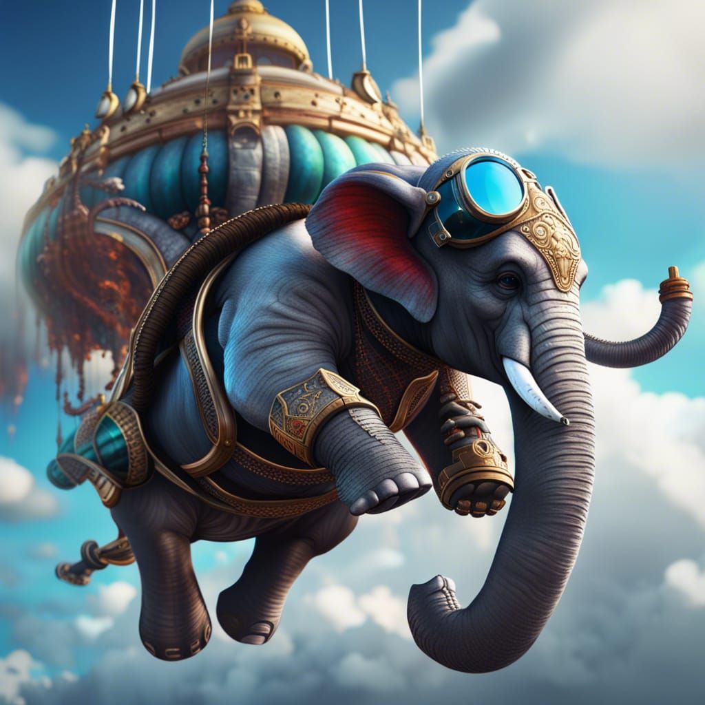 Fantasy Elephant Skydiving with Goggles