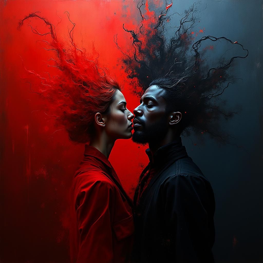 Dramatic Clash of Light and Darkness in Abstract Image