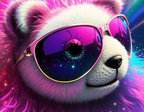 Melting Teddy Bear in Pink Glitter, Psychedelic Surrealism