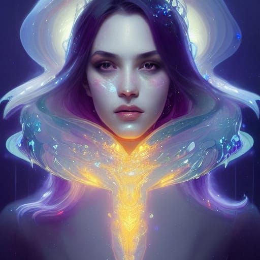 Ethereal Ghost Portrait with Crystals and Glitter