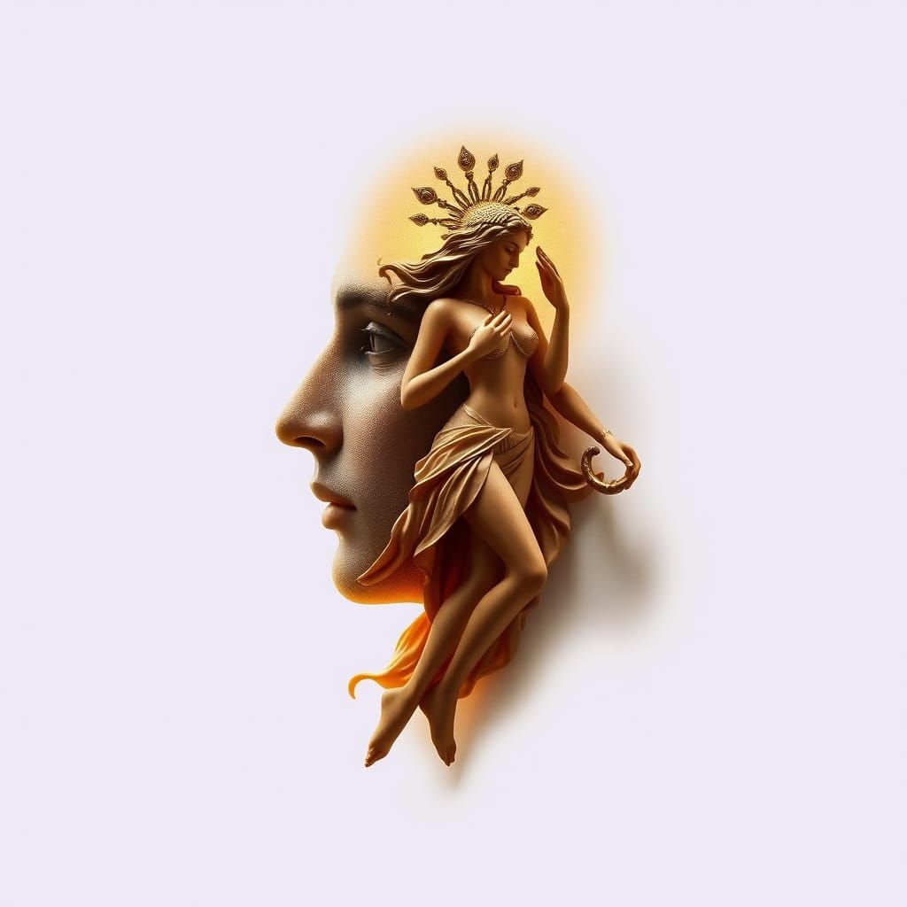 Dream Goddess of Desire within Man's Profile