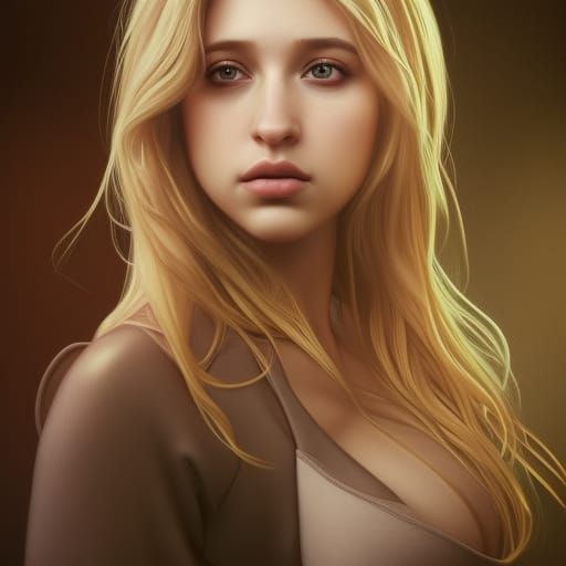 Blonde Woman Pregnancy Portrait in Hyperdetailed Style