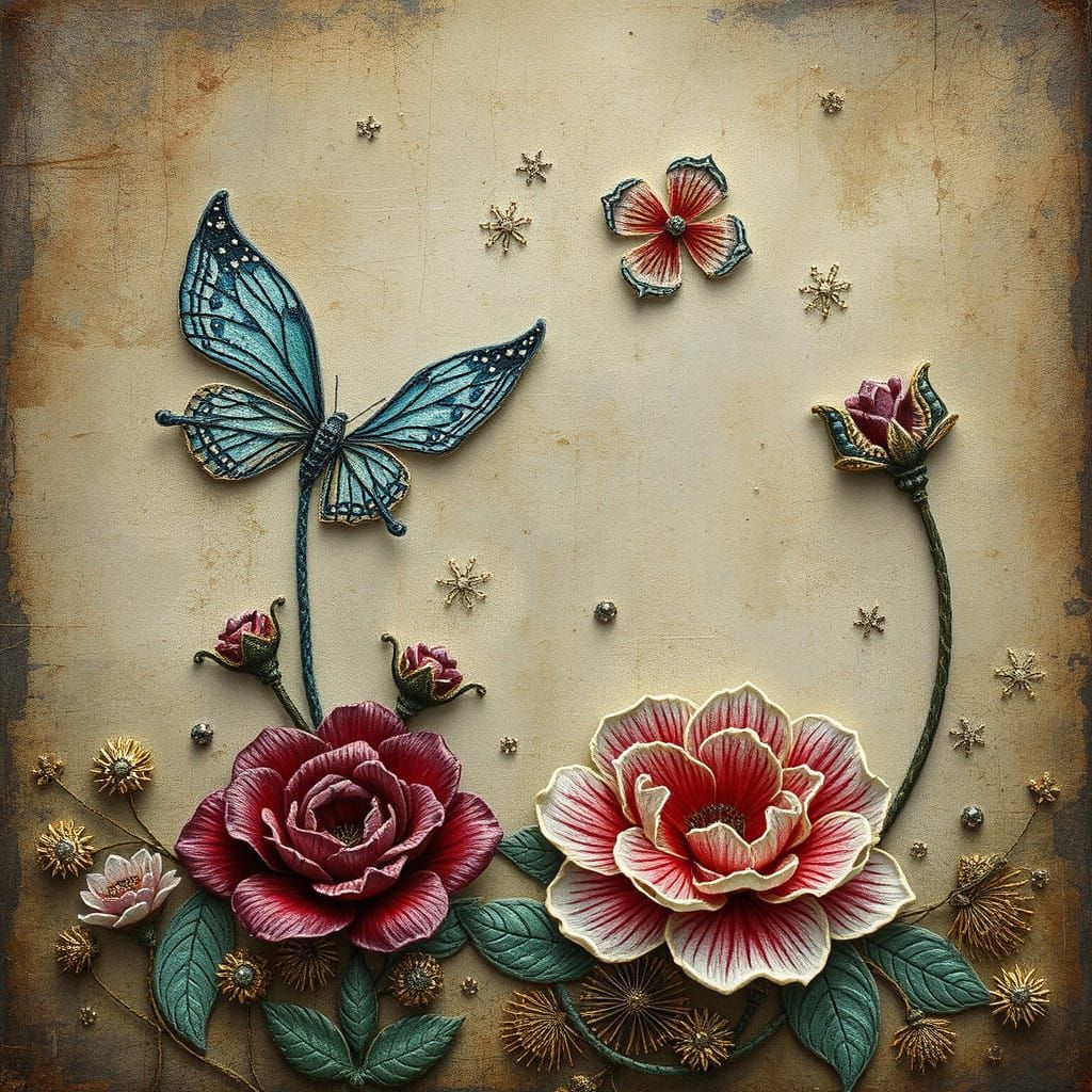 Whimsical Vintage Butterfly in Antique Elegance