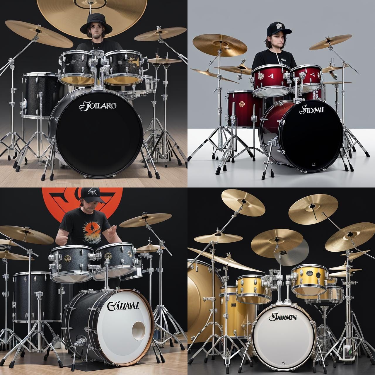 Transparent acrylic drum set seven piece One 14-in x 3 1/2-in piccolo snare, an 8 × 10 inch Tom Tom a 10 × 12-in Tom Tom...