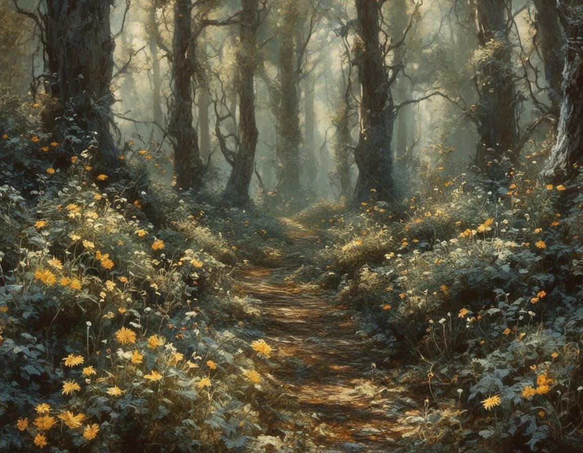 Sunlit Forest Glade in Natural Beauty