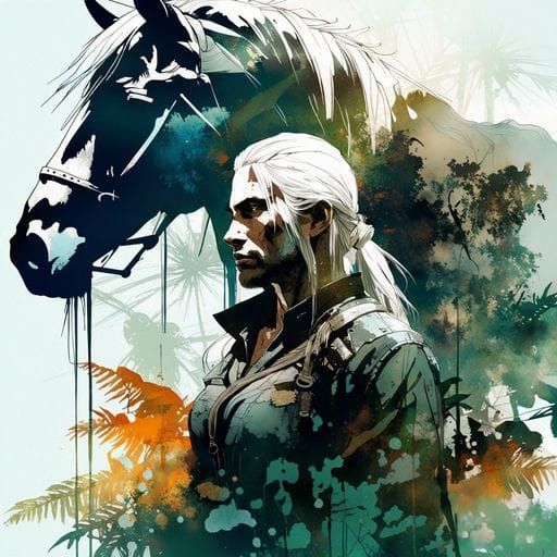 Witcher and Horse Double Exposure Art