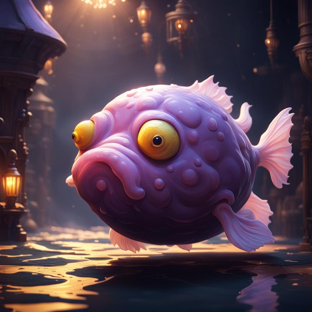 Detailed Blobfish: Dark Fantasy Concept Art