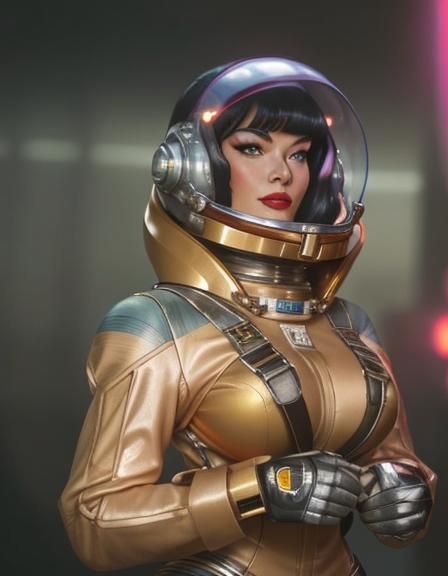 Retro Sci-Fi Pinup in Spacesuit