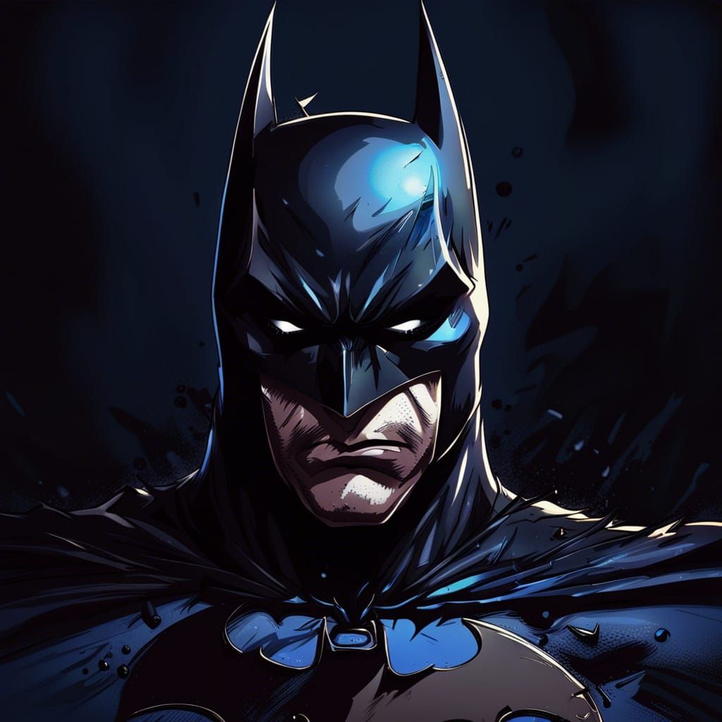 Dark Knight Batman Face in Anime Style