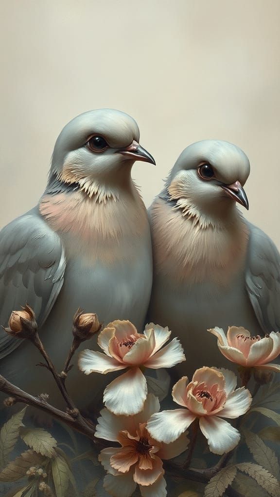 Mourning Doves in a Haunting Impressionist Landscape