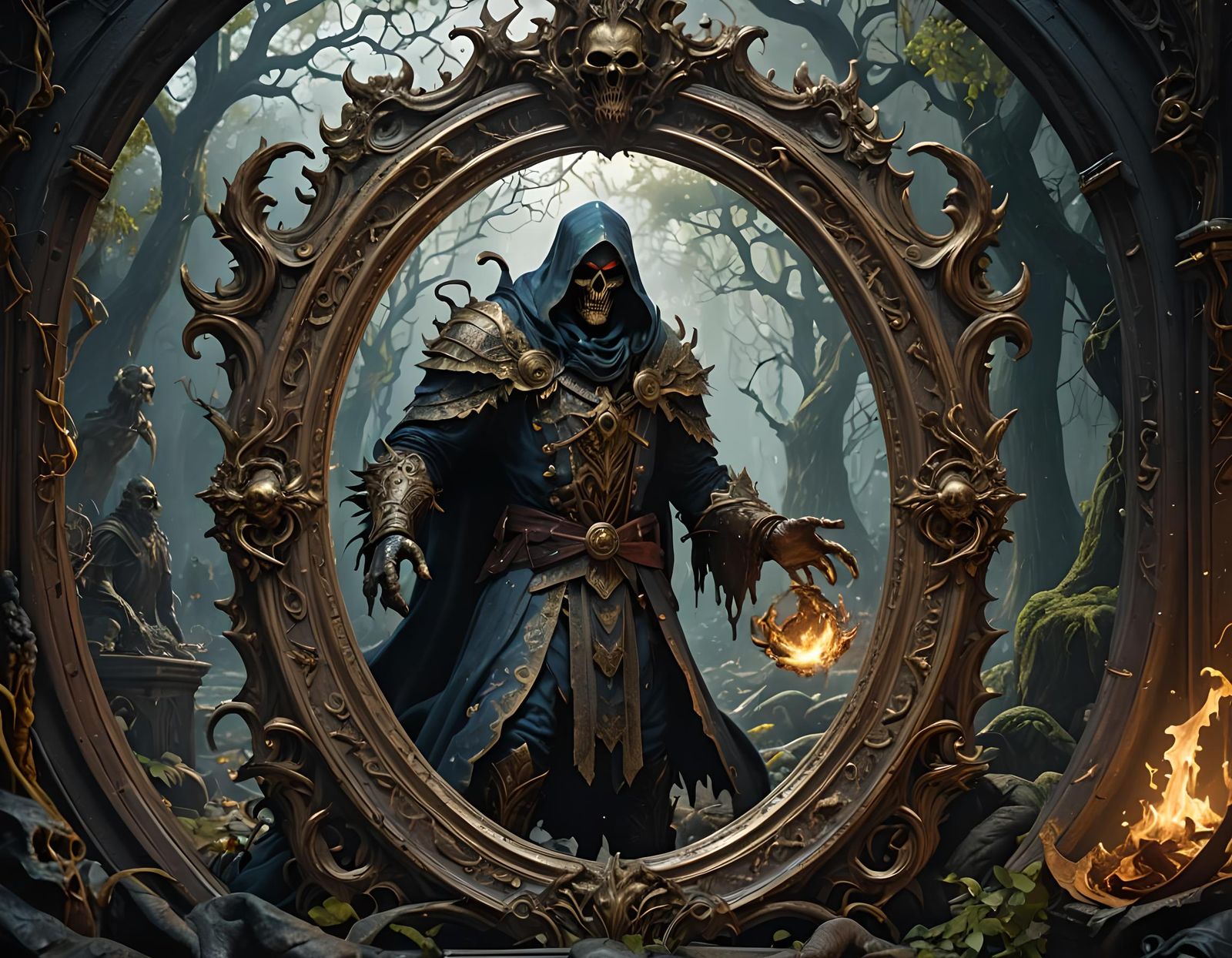 Sinister Boogeyman Emerges from Mirror, Digital Art