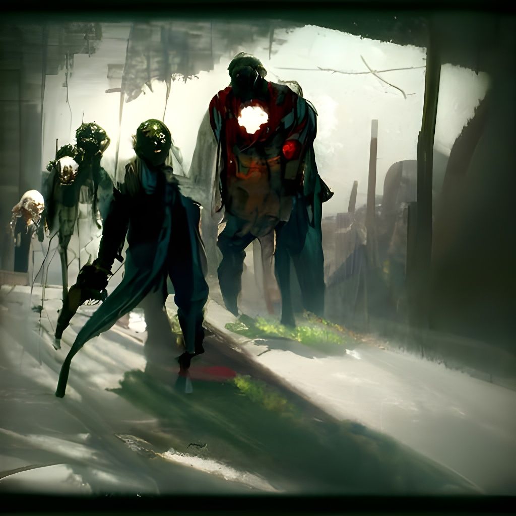 Sinister Zombies Sleepwalking: A Greg Rutkowski-Inspired Sce...