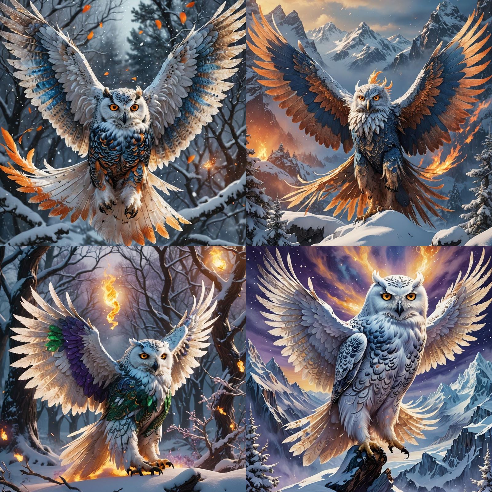 Snow Owl Phoenix: Detailed Fantasy Concept Art