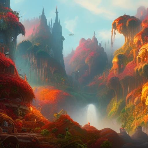 Fantastical Roald Dahl Style Illustration in Deep Color