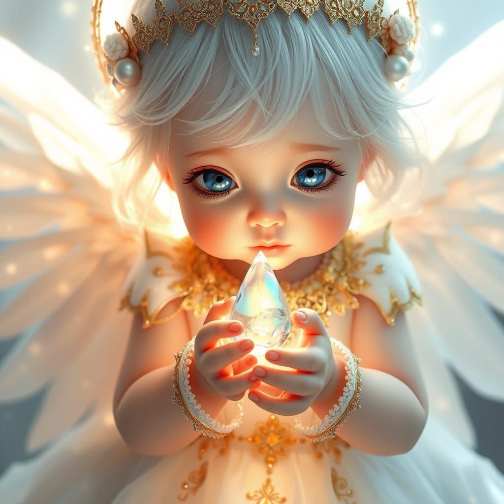 Heavenly Angelic Girl in White Attire