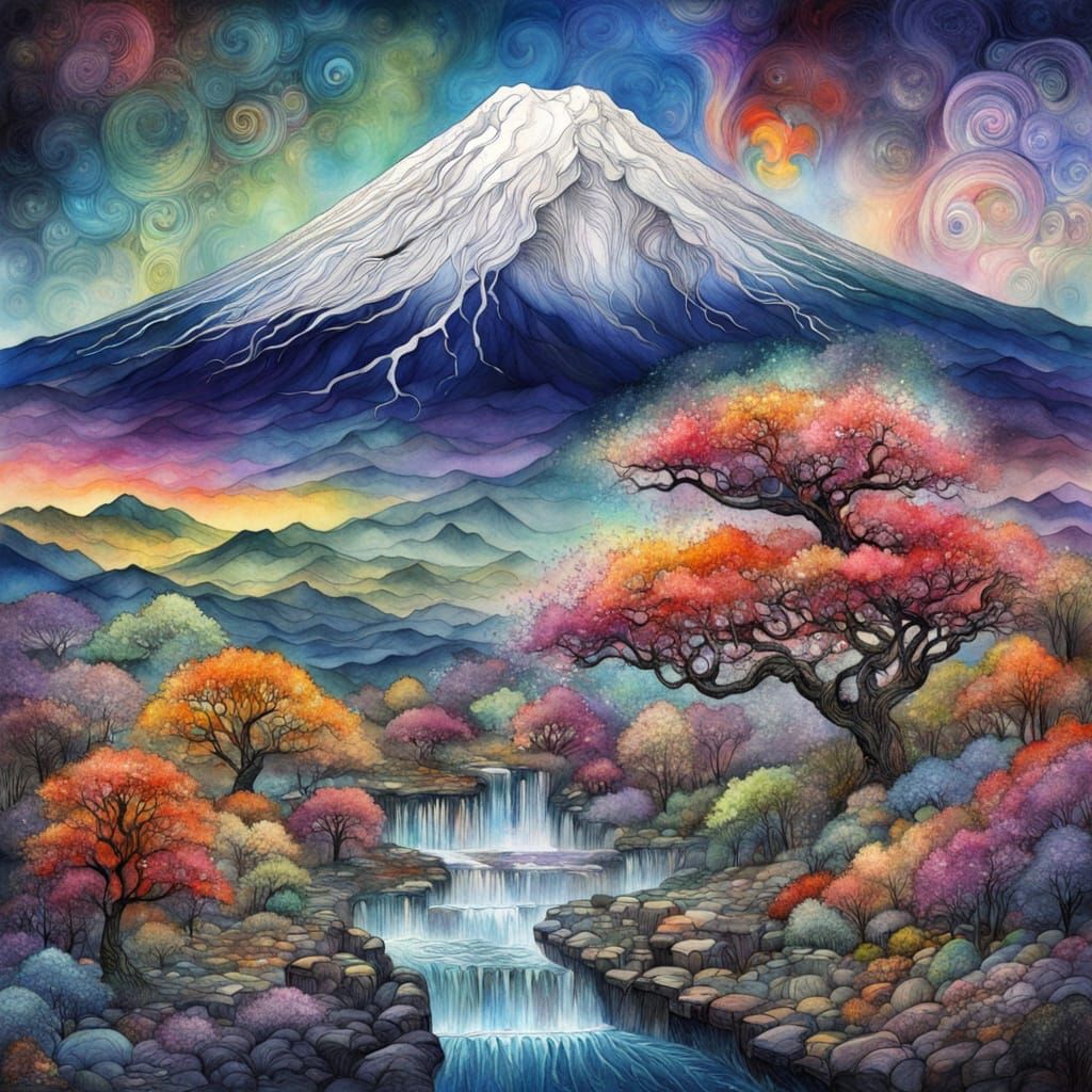 Vibrant Mount Fuji in Brilliant Colours