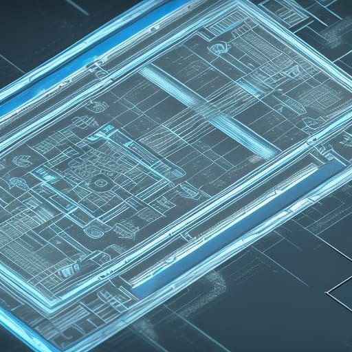 Detailed Microchip Blueprint in 3D Cinematic Style
