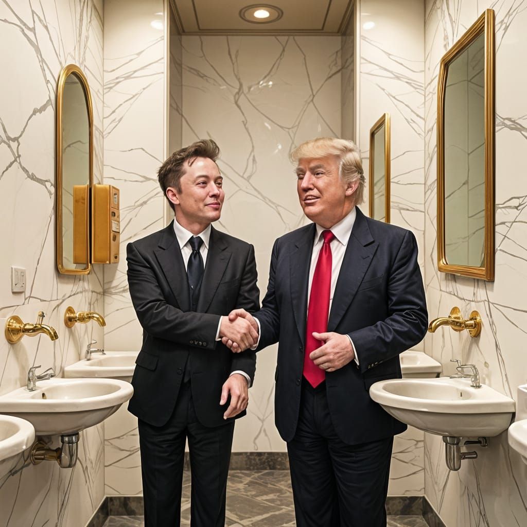 Elon Musk and Donald Trump in Lavish Lavatory