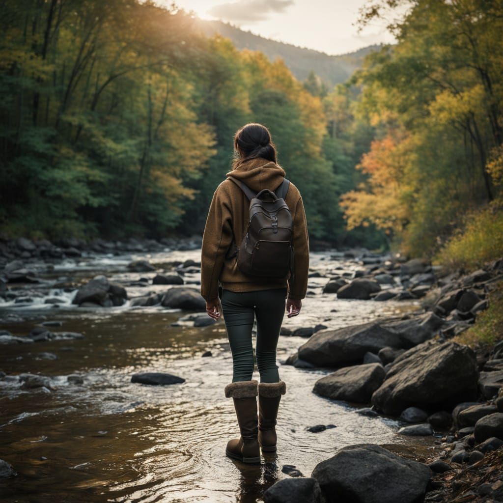 Surreal Landscape with AJ Lee in Earthy Tone Outfit