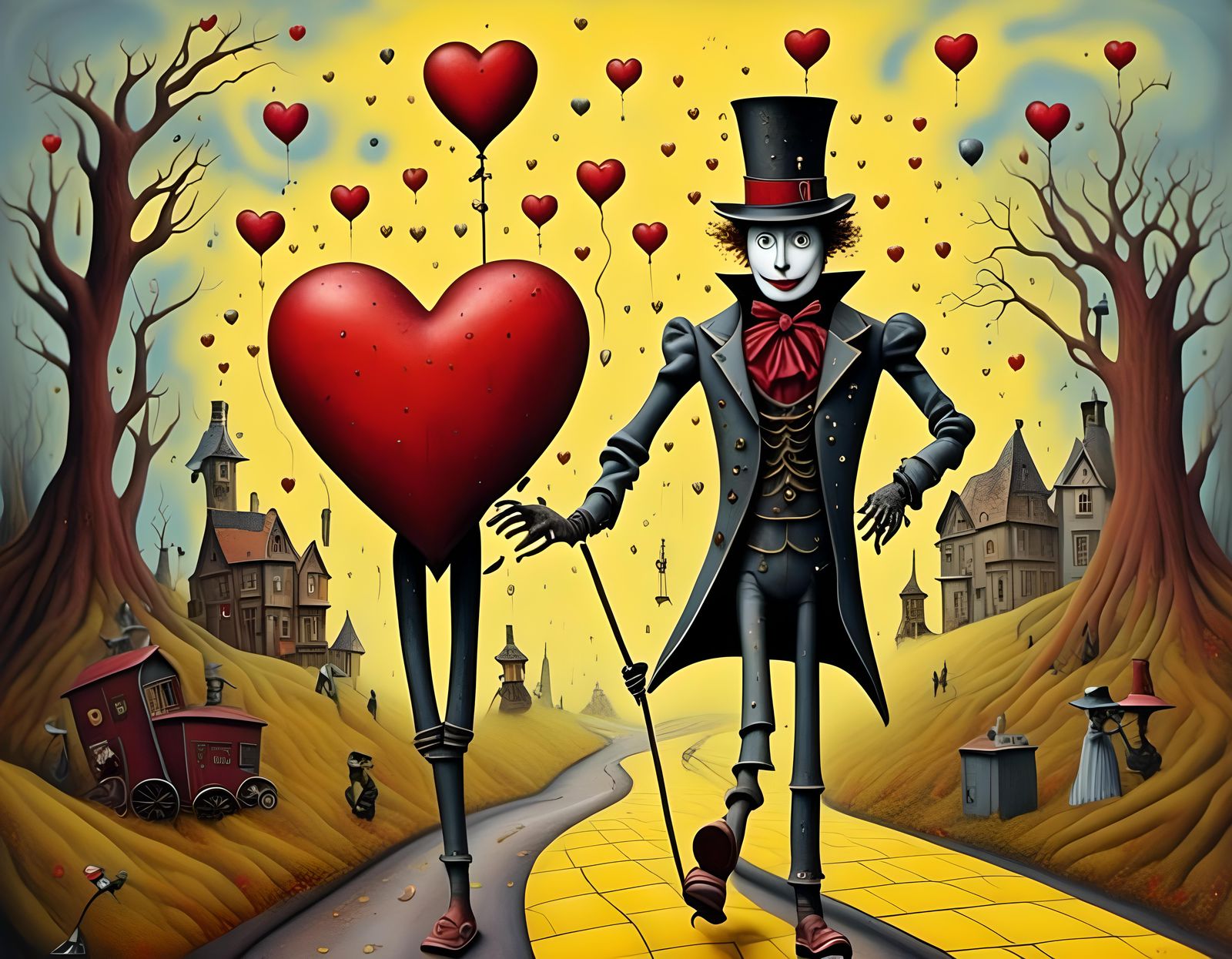 Steampunk Tin Man on the Yellow Brick Road