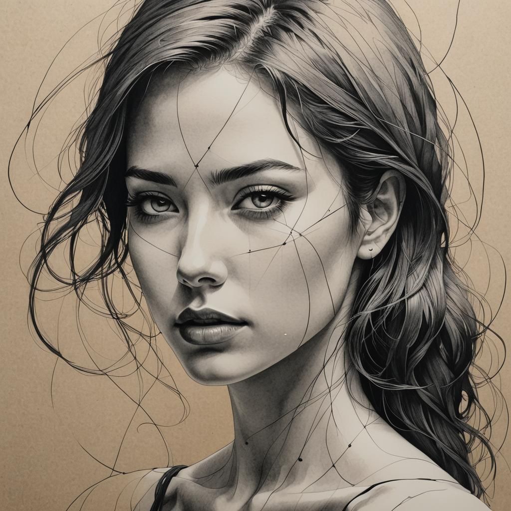 Minimalist Paper Illustration of a Beautiful Woman