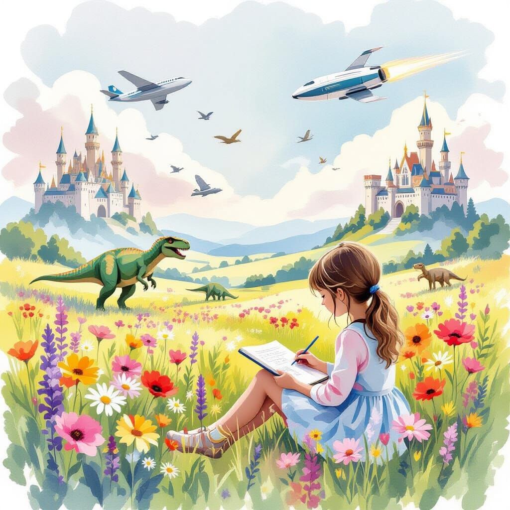 Girl's Sketchbook Creates Time-Traveling Landscape