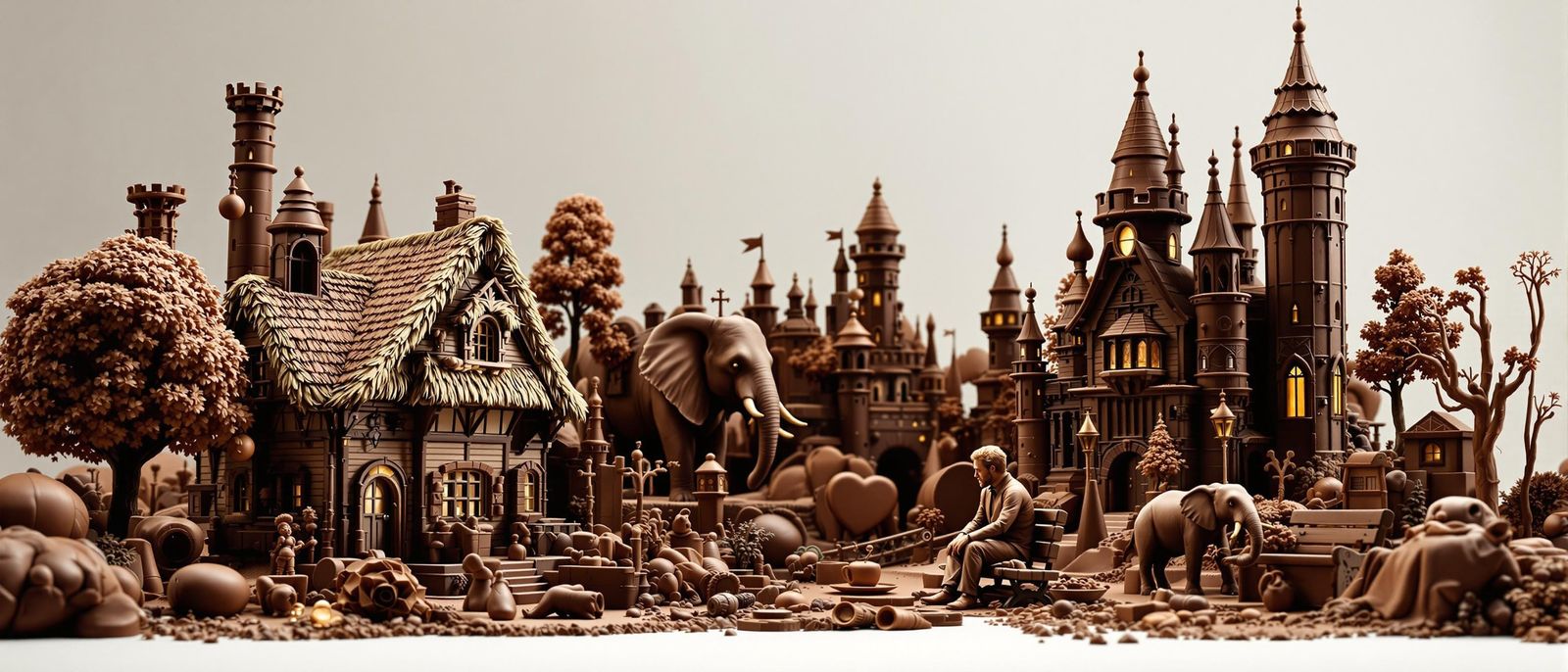 Whimsical Chocolate World in Decadent Brown and Cream