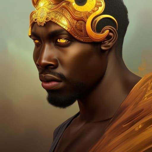 Detailed Ying and Yang Portrait of African Man