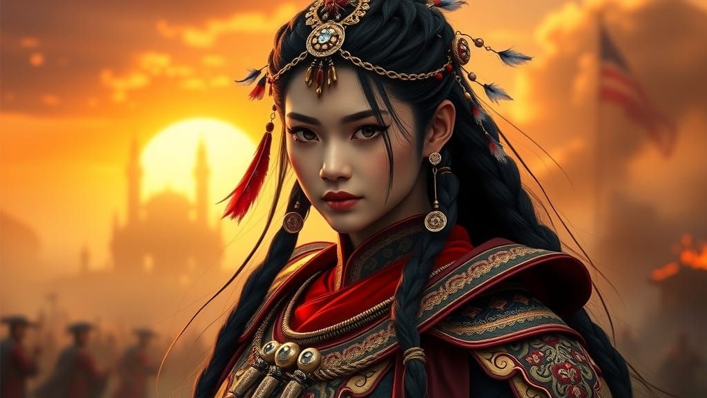 Legendary Warrior Queen in Majestic Lacquered Armor