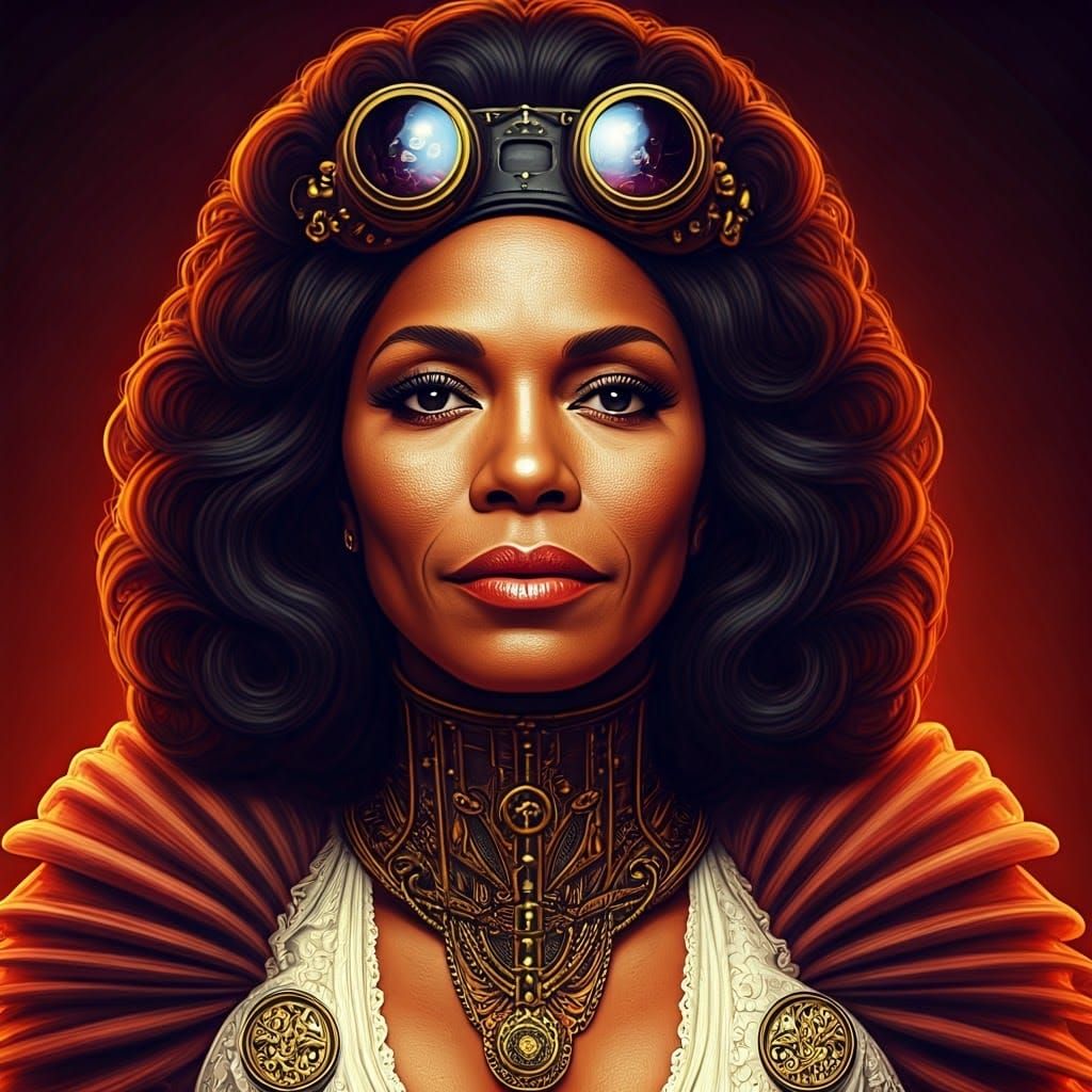 Eartha Kitt Steampunk Portrait in Vibrant Style