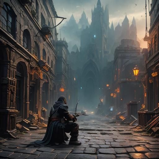 Assassin in Dark Alleyway Concept Art