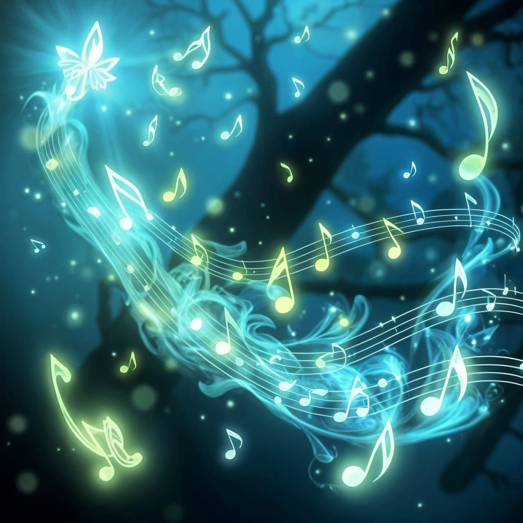 Enchanted Musical Notes in Ethereal Fantasy Style