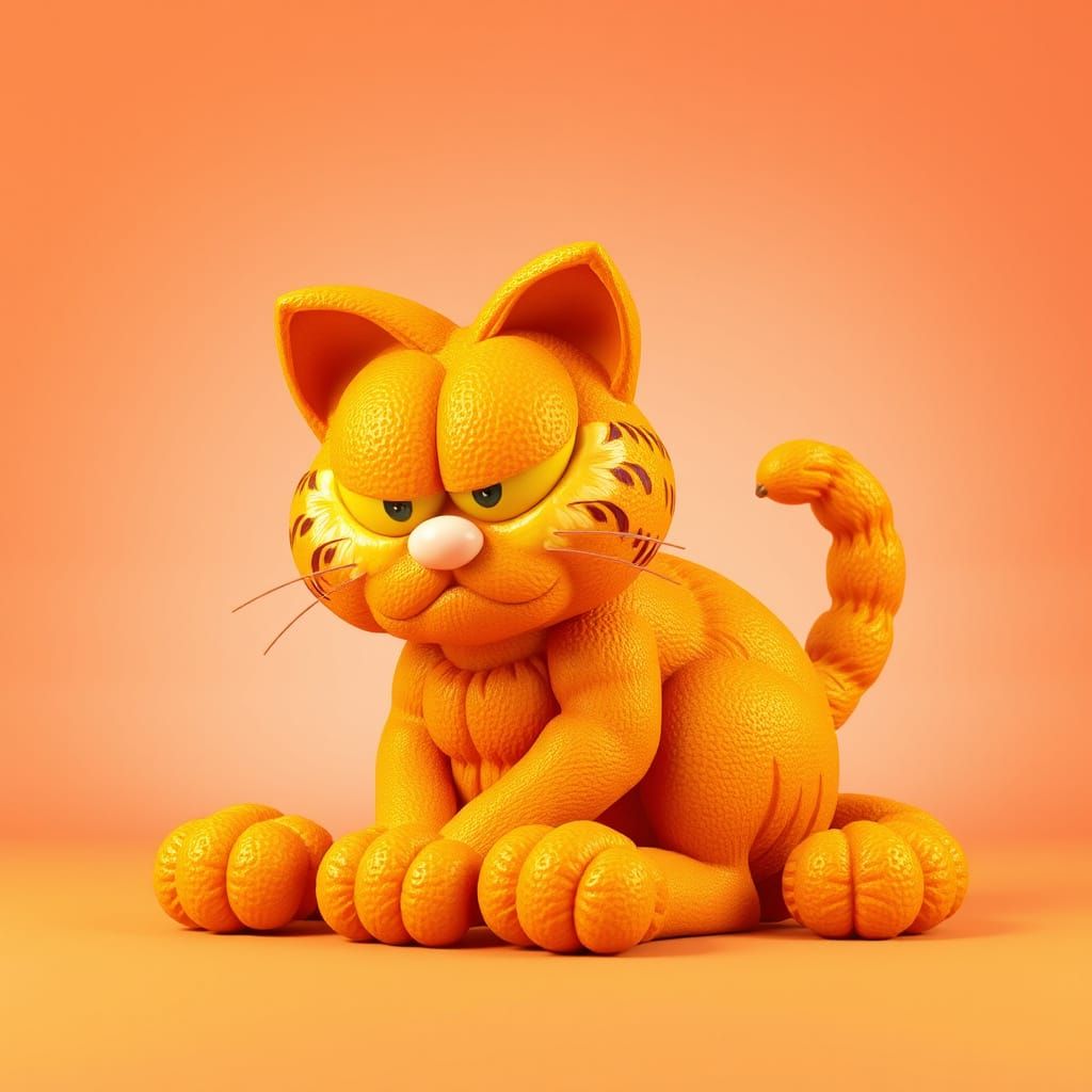 Orange Garfield Cat in Vibrant CGI Style
