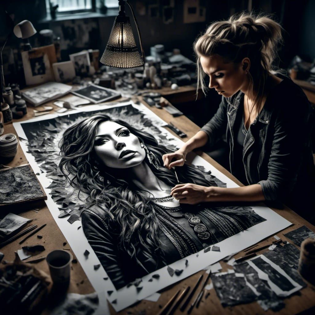 Artist's Studio: Torn Paper Portrait of Punk Singer