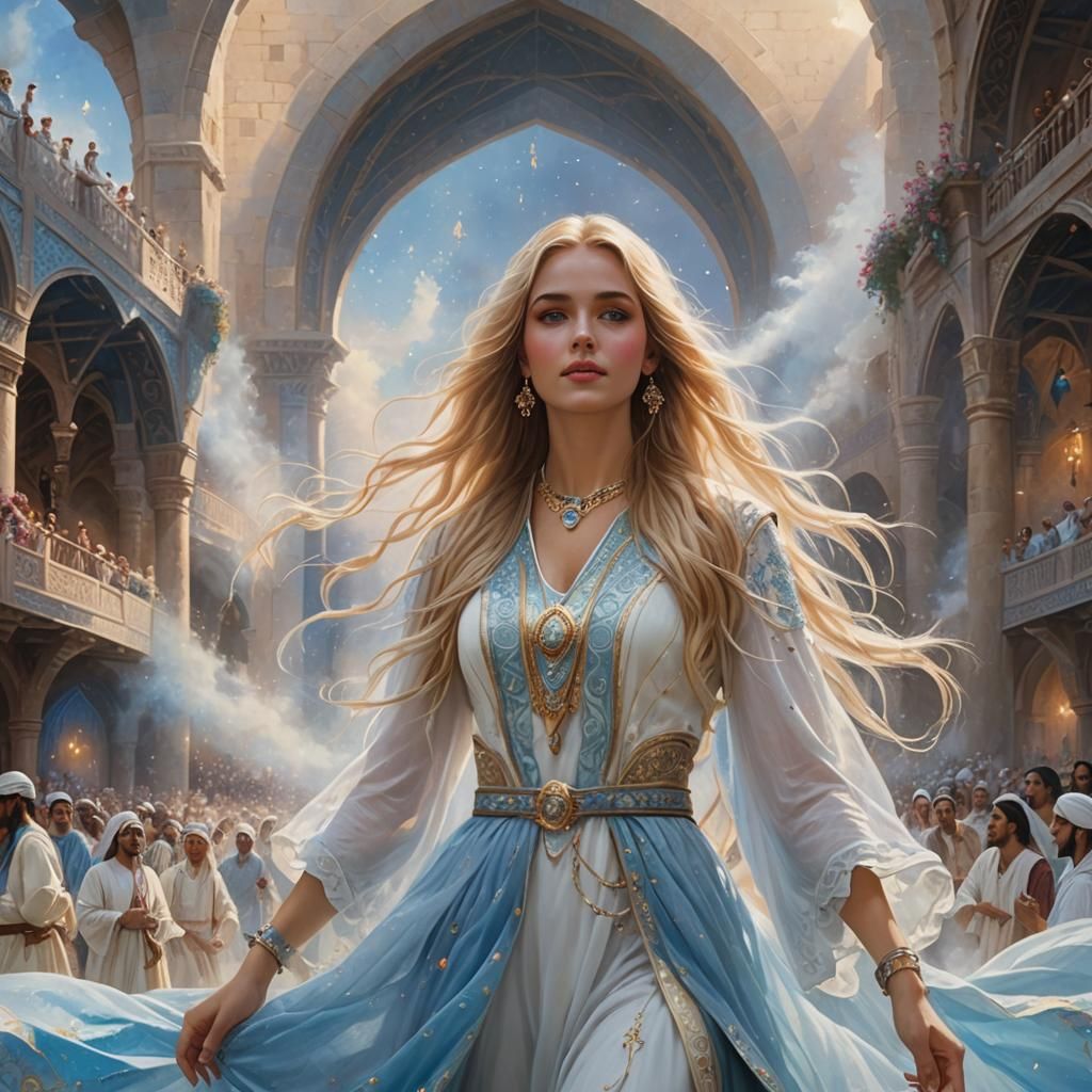 Ethereal Fantasy Woman in Arabic Outfit